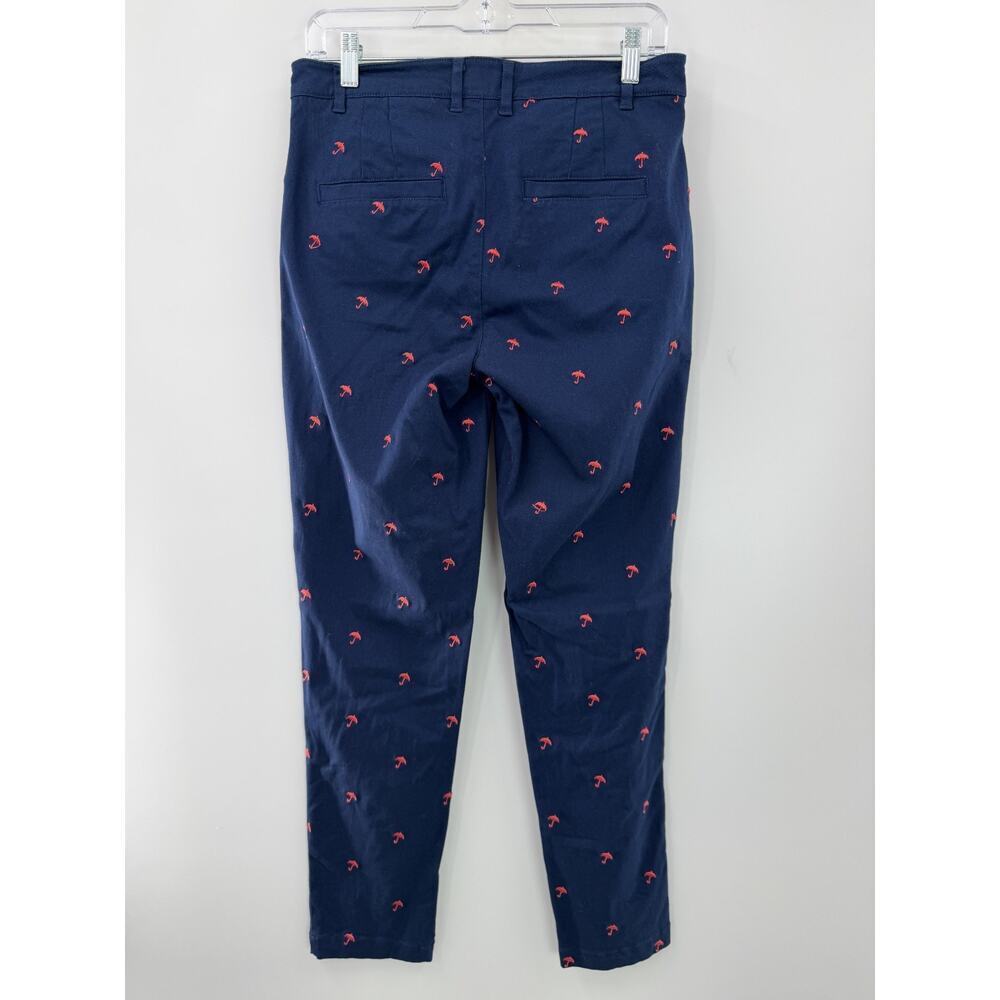 ModCloth Women's Navy Blue & Red Embroidered Red Umbrella Chino Pants Size 8 - Picture 6 of 10